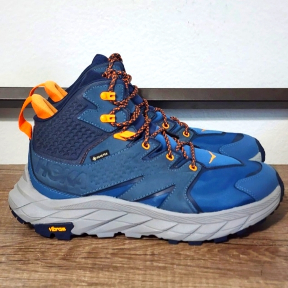 Hoka One One Blue with Orange Accent Trail Boots